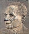 A bronze relief portrait of Walther Gerlach